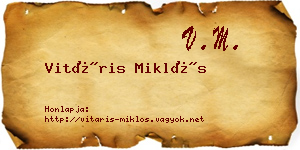 Vitáris Miklós névjegykártya