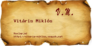 Vitáris Miklós névjegykártya
